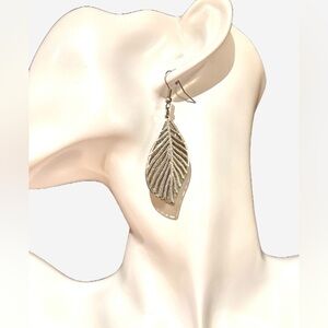 3/$15 - Silver Tone Leaf Drop Sparkling Earrings